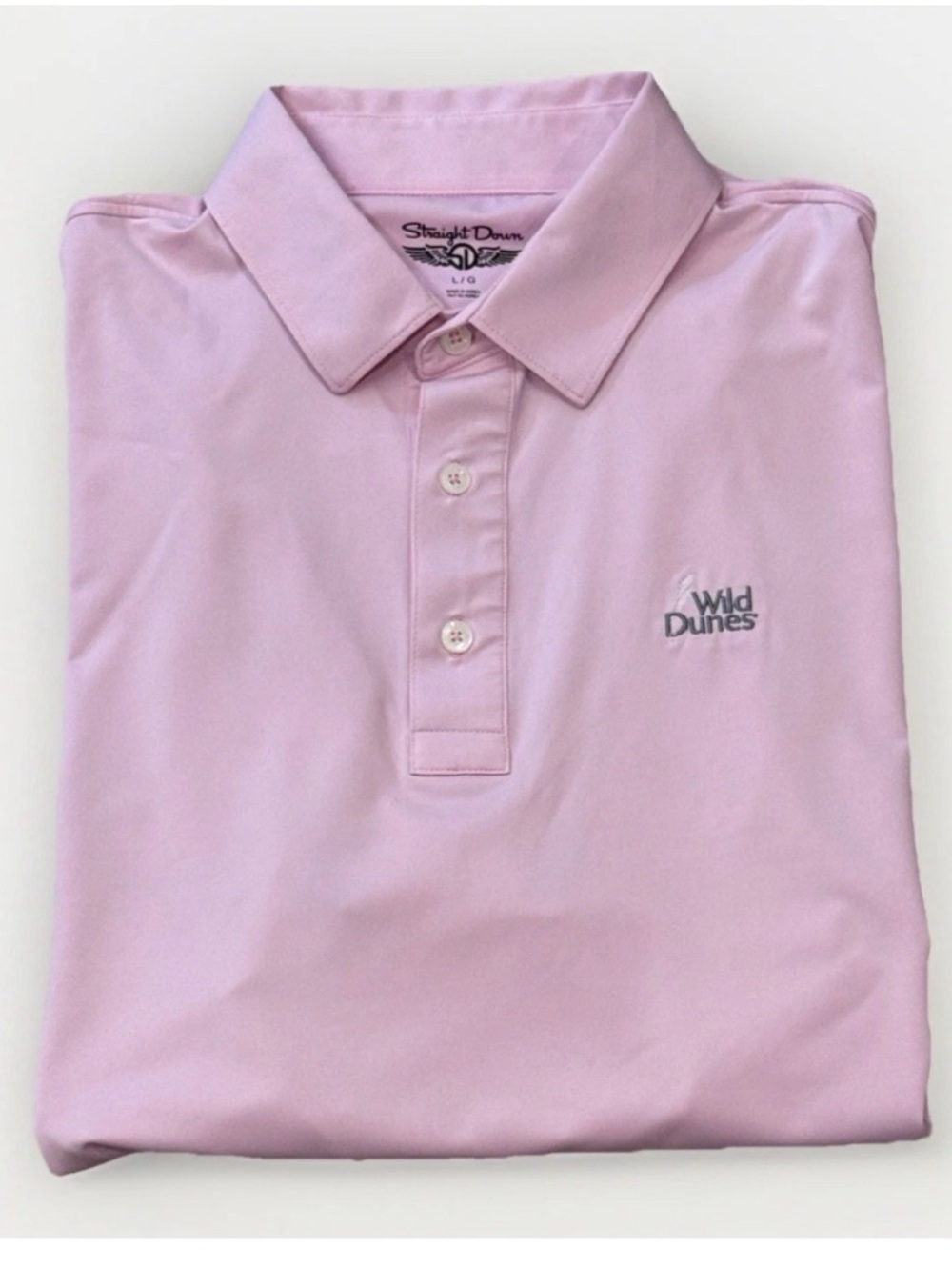 Straight Down Golf Polo Men’s Large Pink Wild Dunes Performance Shirt